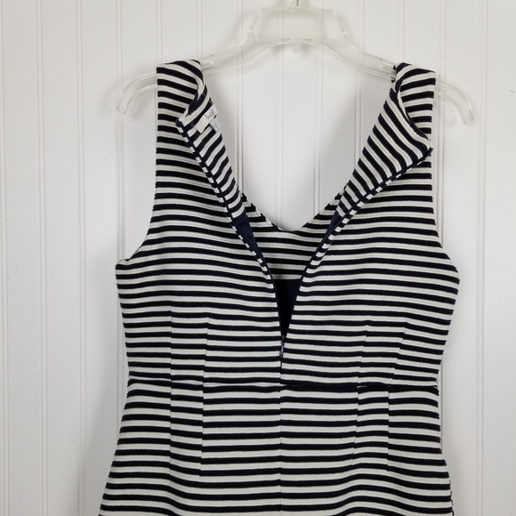 Boden Ponte Knit Dress Structured Pockets V Neck Cotton Blend Stripes Size 8 L - Picture 4 of 10